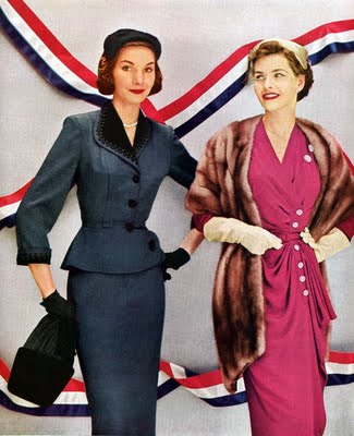 blue Pierre Balmain & pink Robert Piguet 1951.jpg