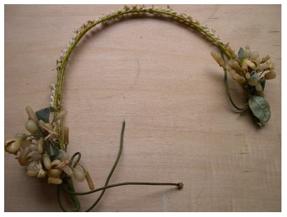 A French wedding crown with orange blossoms made of wax ca 1900